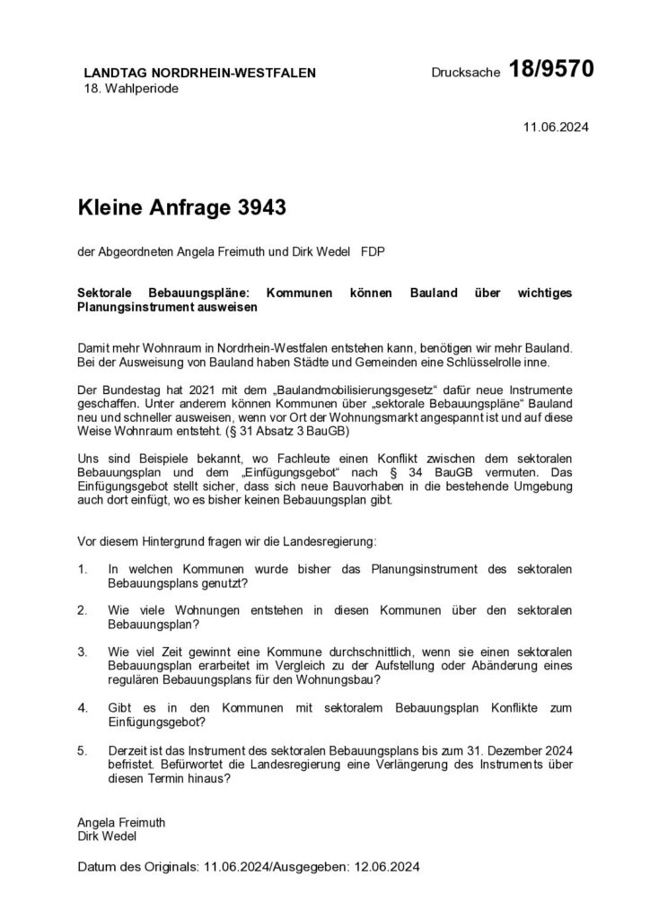 thumbnail of Sektorale Bebauungspläne: Kommunen können Bauland über wichtigesPlanungsinstrument ausweisen