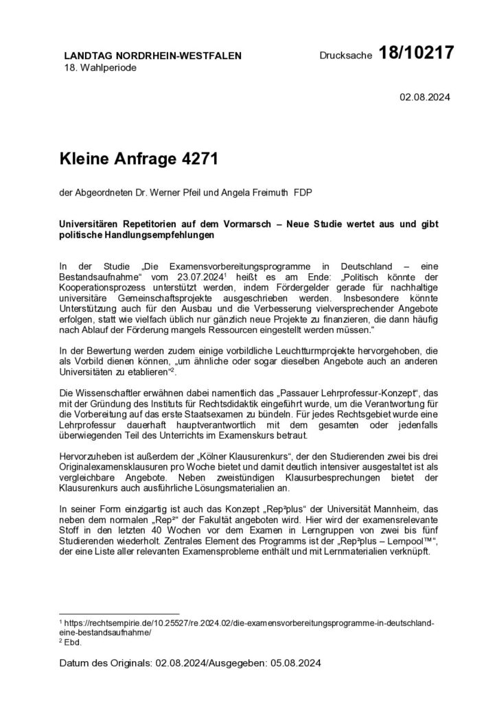 thumbnail of Universitären Repetitorien auf dem Vormarsch – Neue Studie wertet aus und gibtpolitische Handlungsempfehlungen